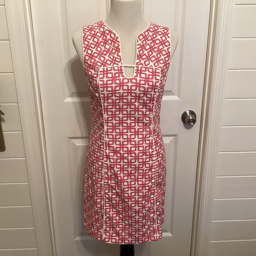 Trina Turk Pink Sheath Dress Sleeveless Plunge